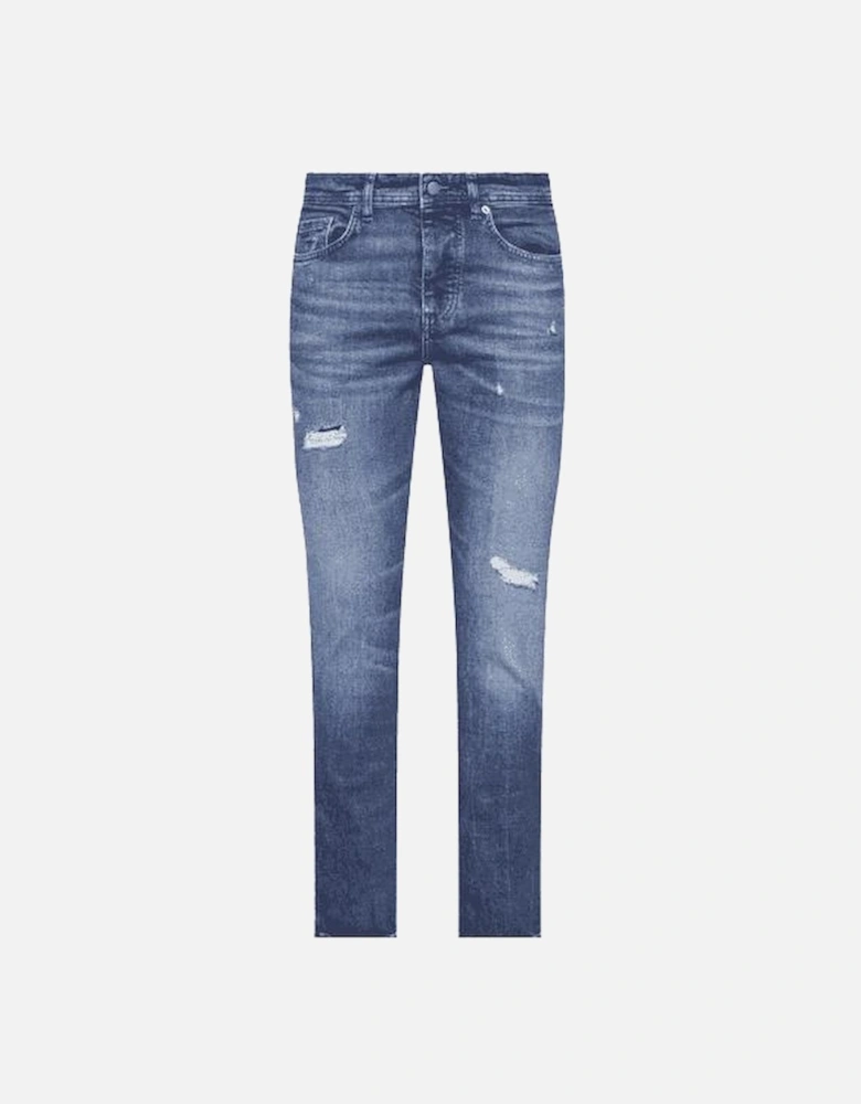 Taber BC-C Distressed Mid Wash Tapered Fit Jeans