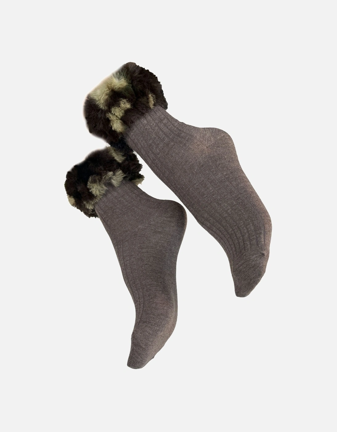 Faux Fur Trim Silk blend Socks, 2 of 1