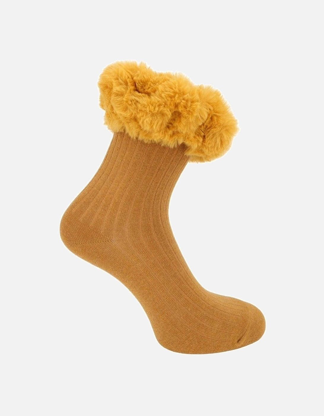 Yellow Socks with Faux Fur Trim