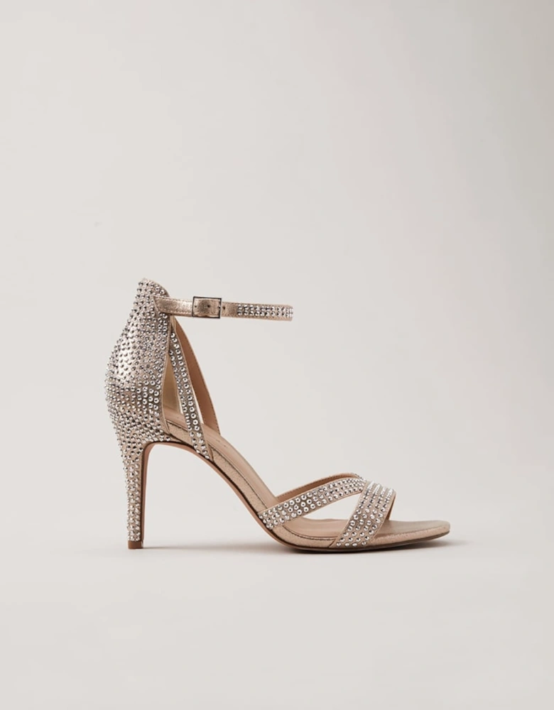 Silver Sparkly Open Toe Heels