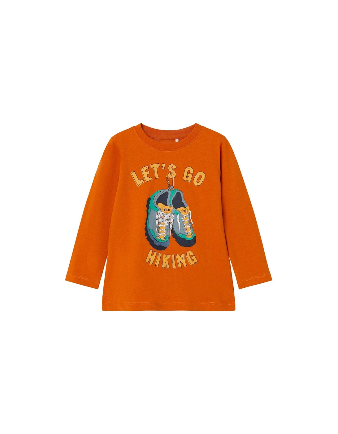 Mini Boys 3D Laces Hiking Long Sleeve Tshirt - Autumn Maple - Orange, 5 of 4
