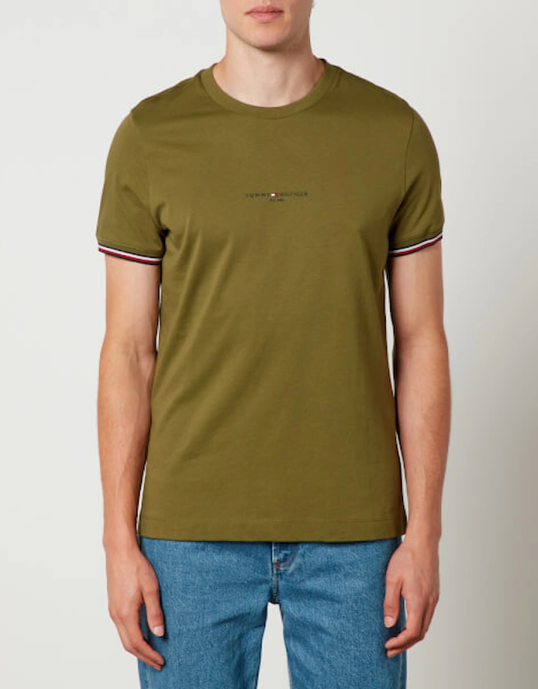 Tommy Logo Tipped Cotton-Jersey T-Shirt, 2 of 1