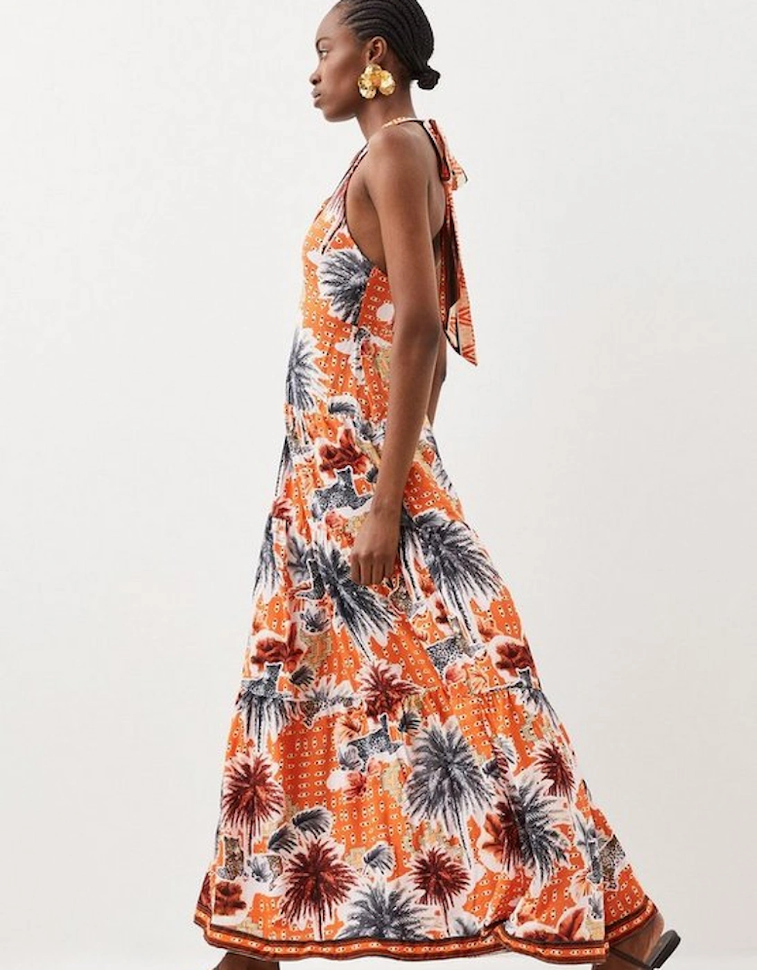 Tall Summer Palm Tiered Maxi Dress