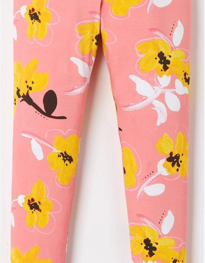Girl Floral Leggings - Pink