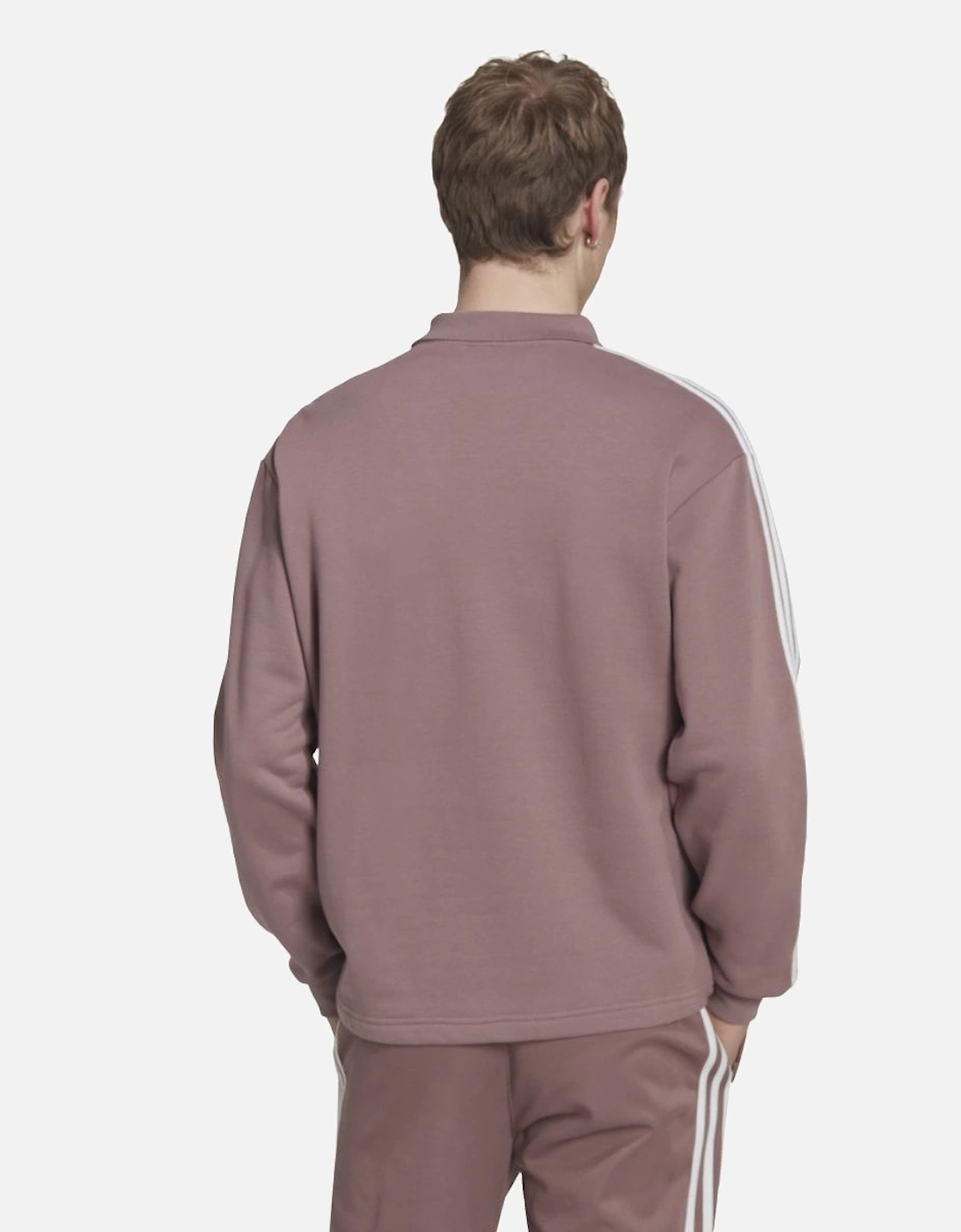 Mens 3-Stripes Long Sleeve Polo Sweater