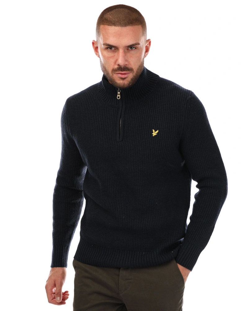 Mens Ribbed Quarter Zip Jumper