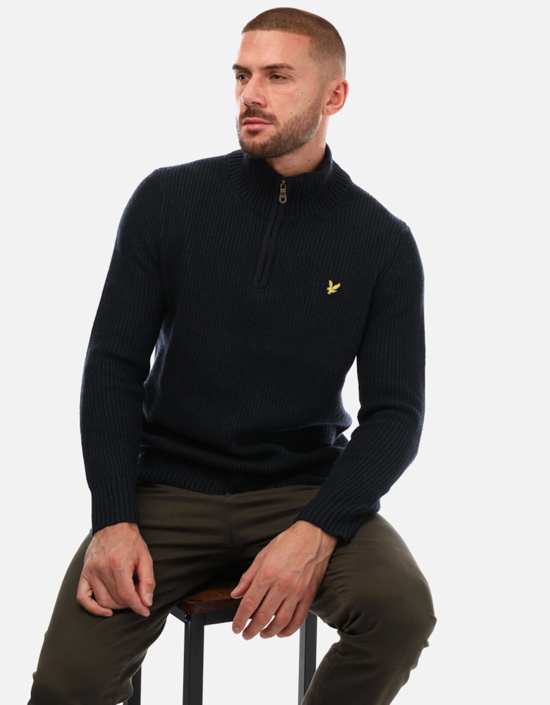 Mens Ribbed Quarter Zip Jumper