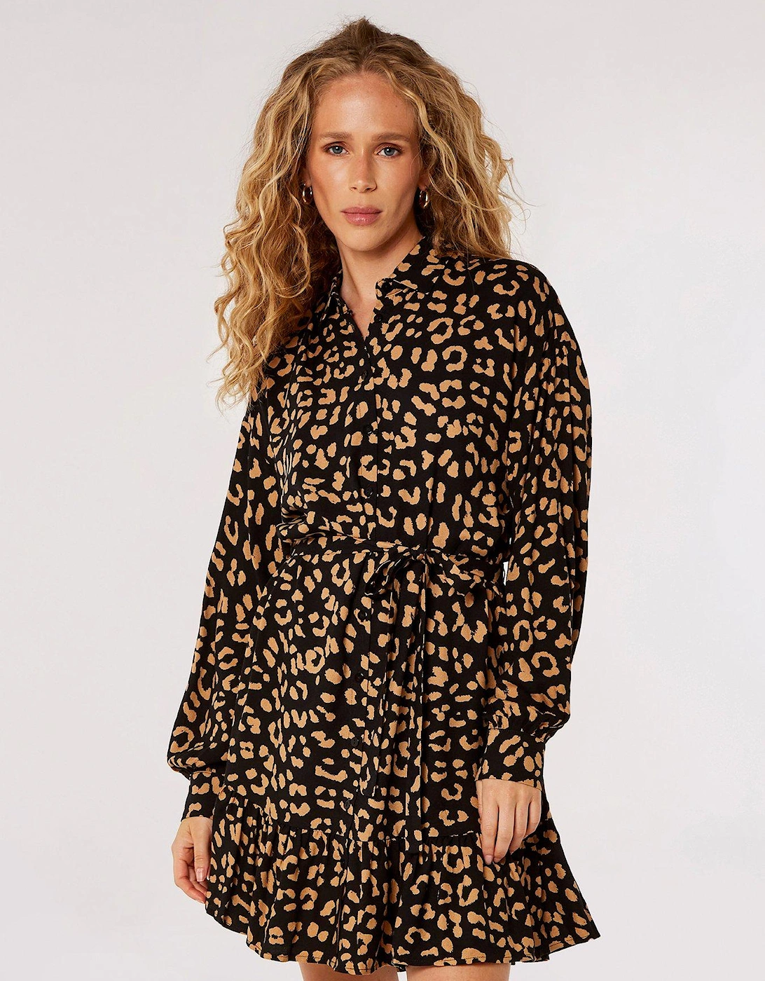 Leopard Ruffle Hem Shirt Dress, 6 of 5