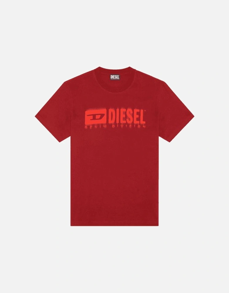 T-DIEGOR Smeared Logo Print Cotton Red T-Shirt