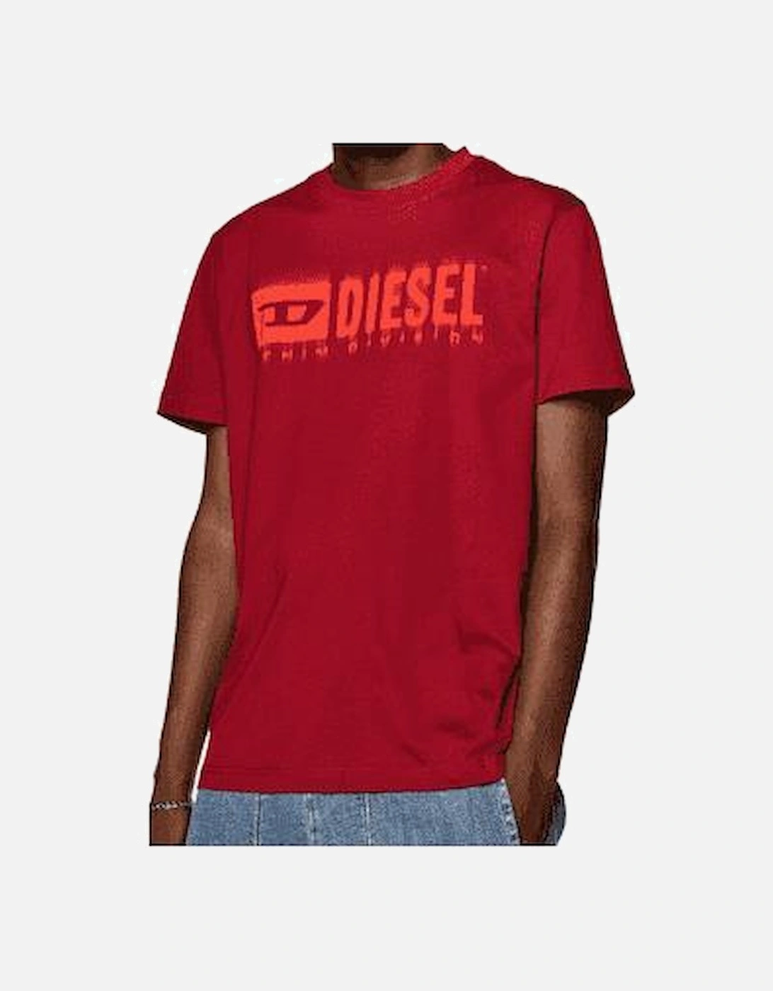T-DIEGOR Smeared Logo Print Cotton Red T-Shirt