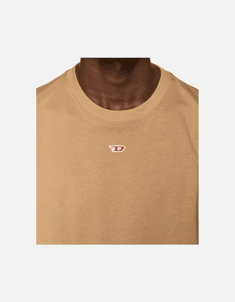 T-DIEGOR Embroidered Logo Cotton Beige T-Shirt