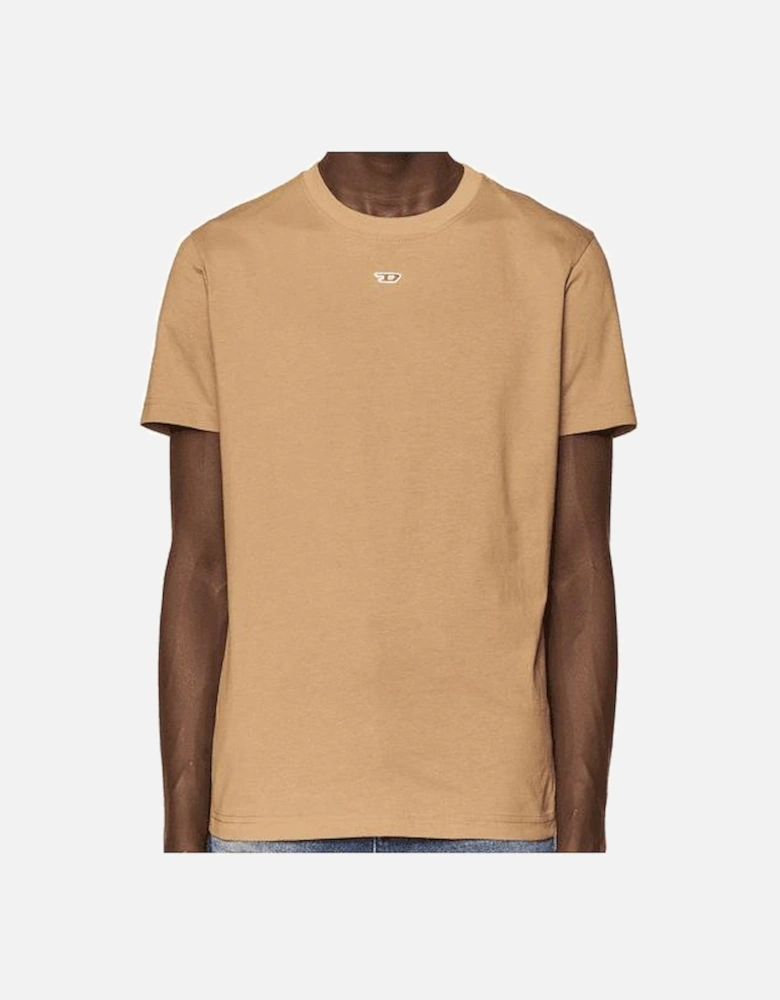 T-DIEGOR Embroidered Logo Cotton Beige T-Shirt