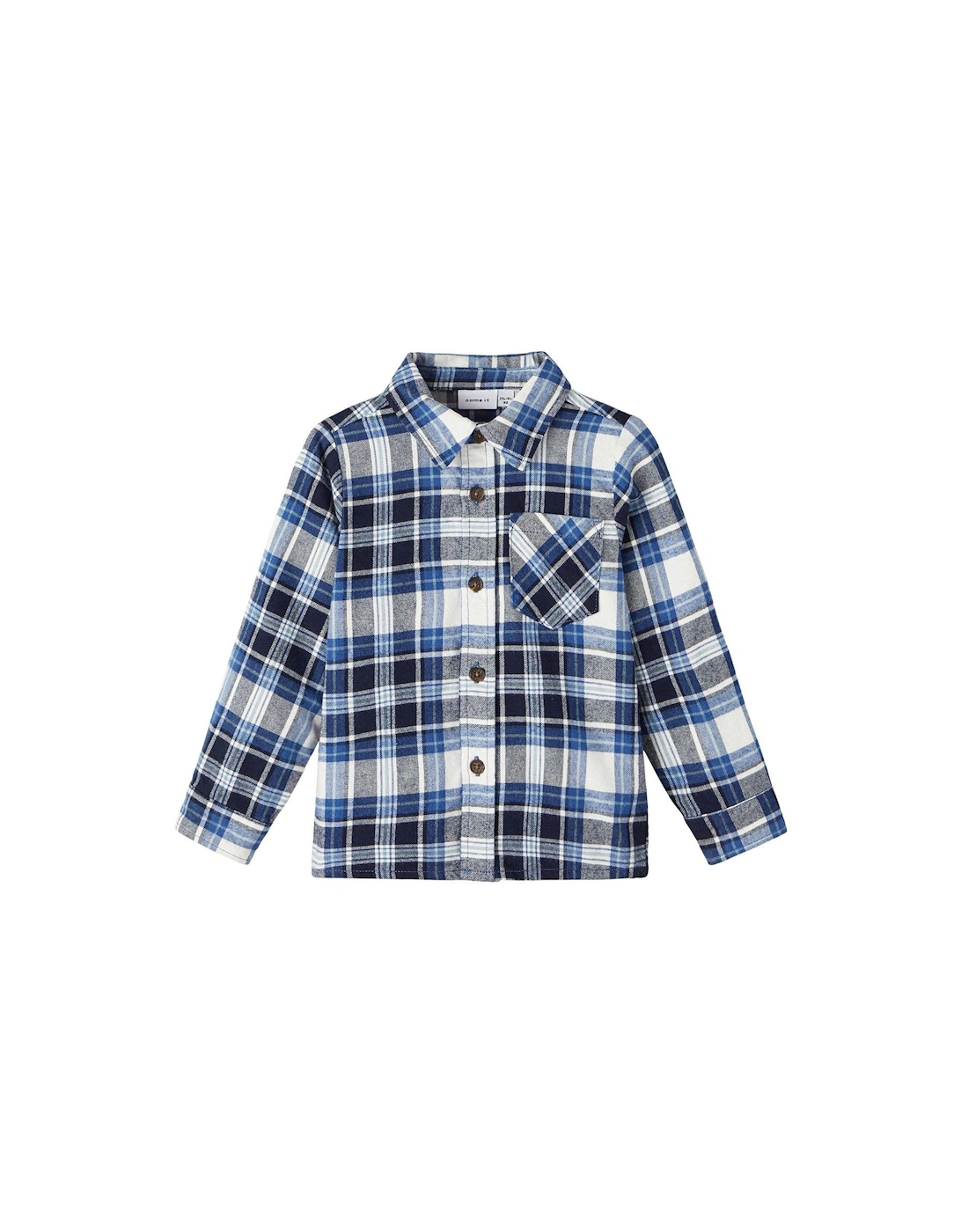 Mini Boys Checked Long Sleeve Shirt - Bluefin - Blue, 3 of 2