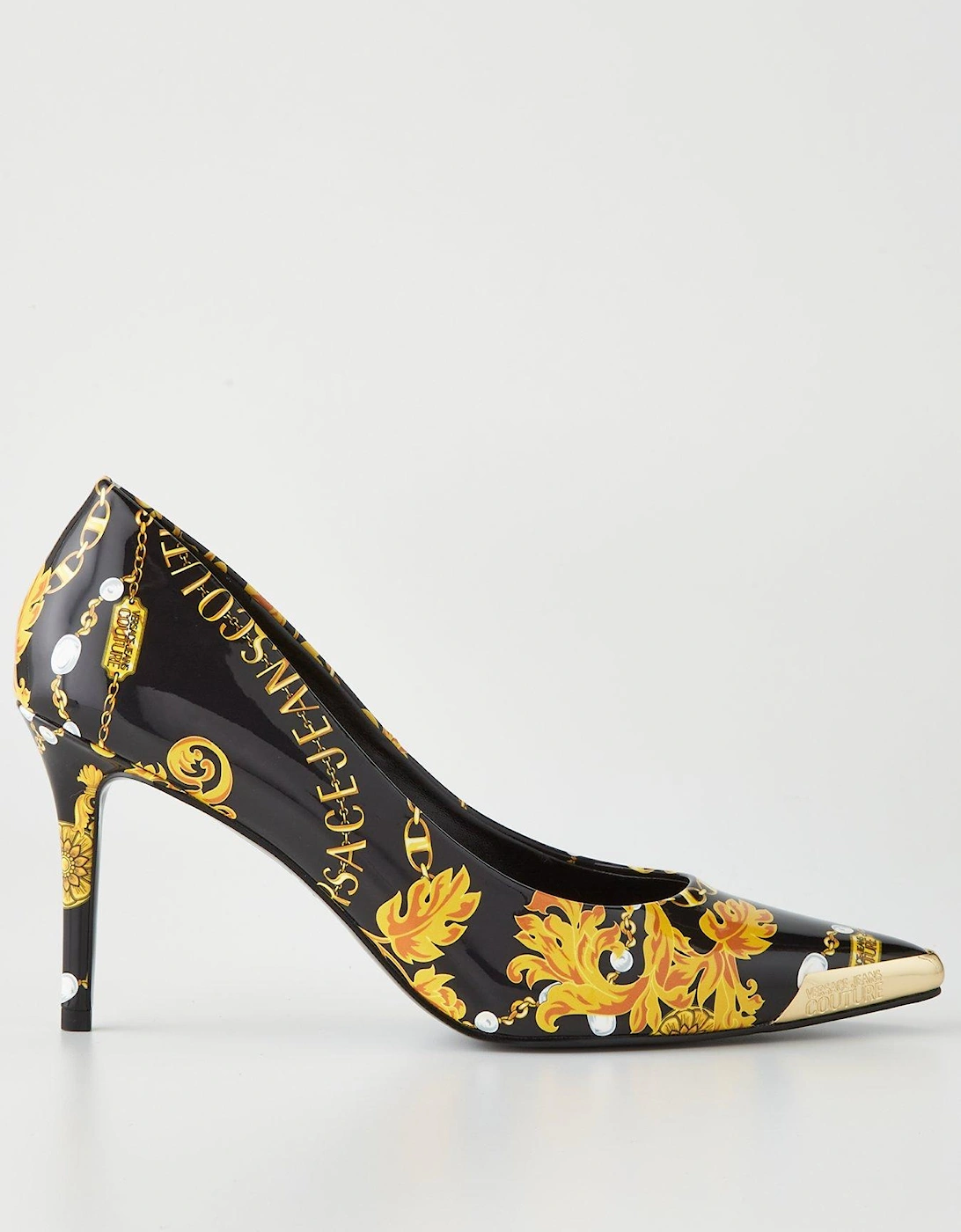 All Over Baroque Print Heeled Pumps - Black/Gold, 3 of 2