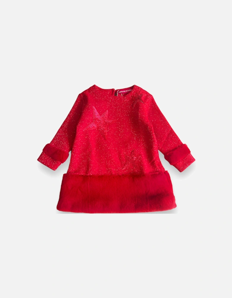 Red Fluffy Jumper Dress