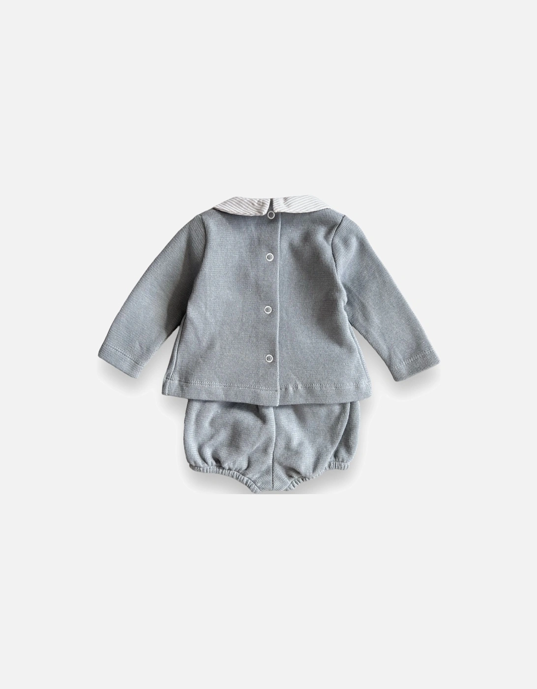 Grey Knit Polo Jam Pant Set
