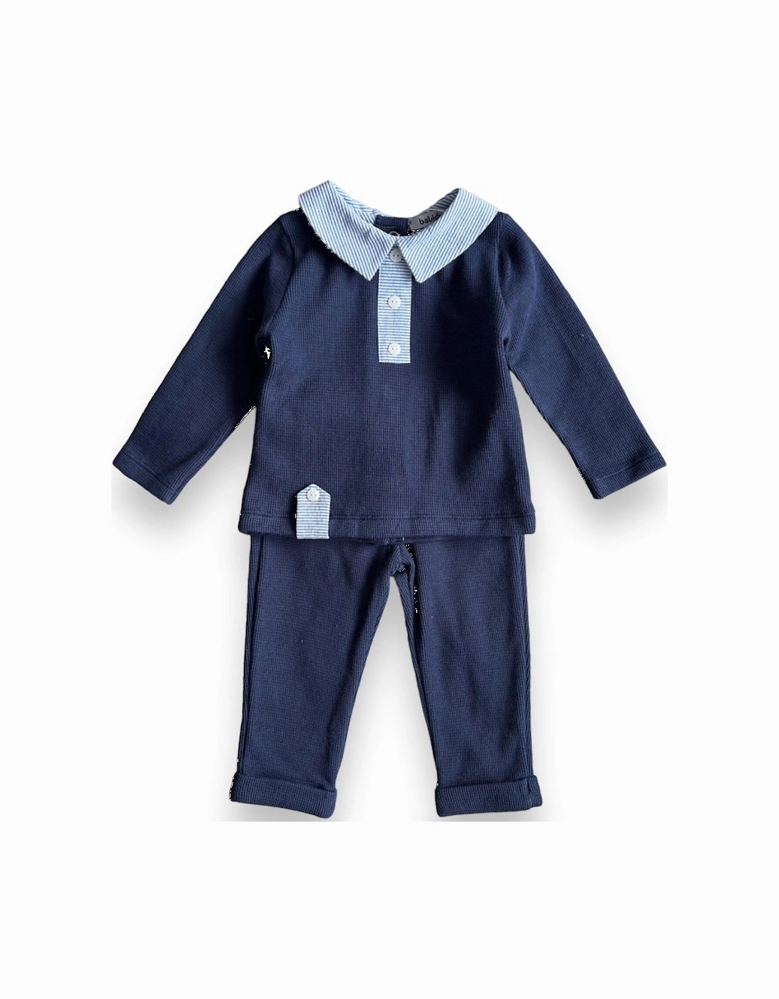 Navy Knit Polo Trouser Set, 3 of 2