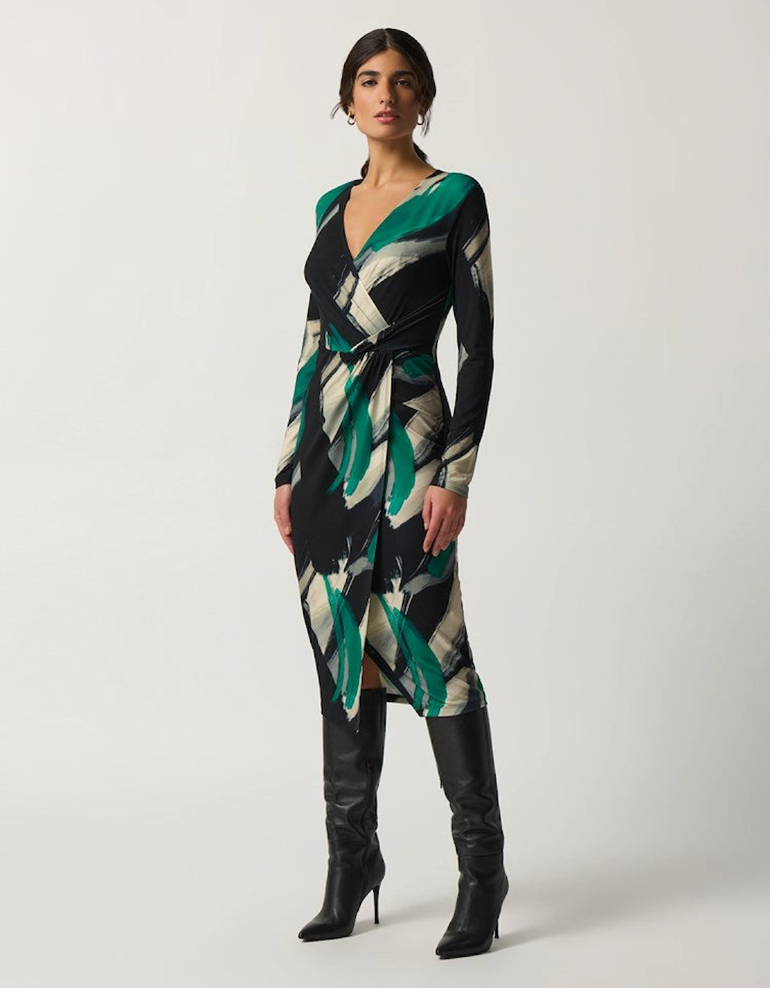 Abstract print faux wrap dress, 7 of 6