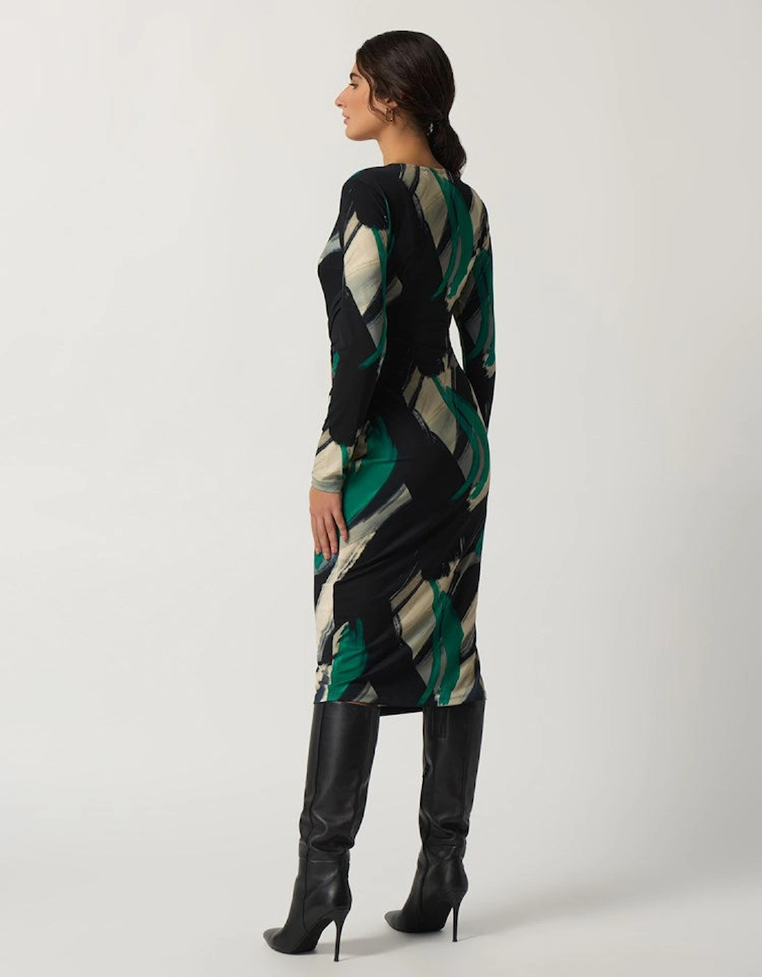 Abstract print faux wrap dress