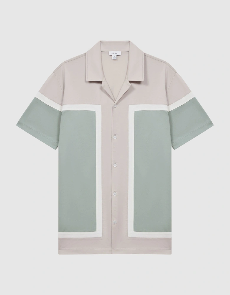 Mercerised Colourblock Cuban Collar Shirt
