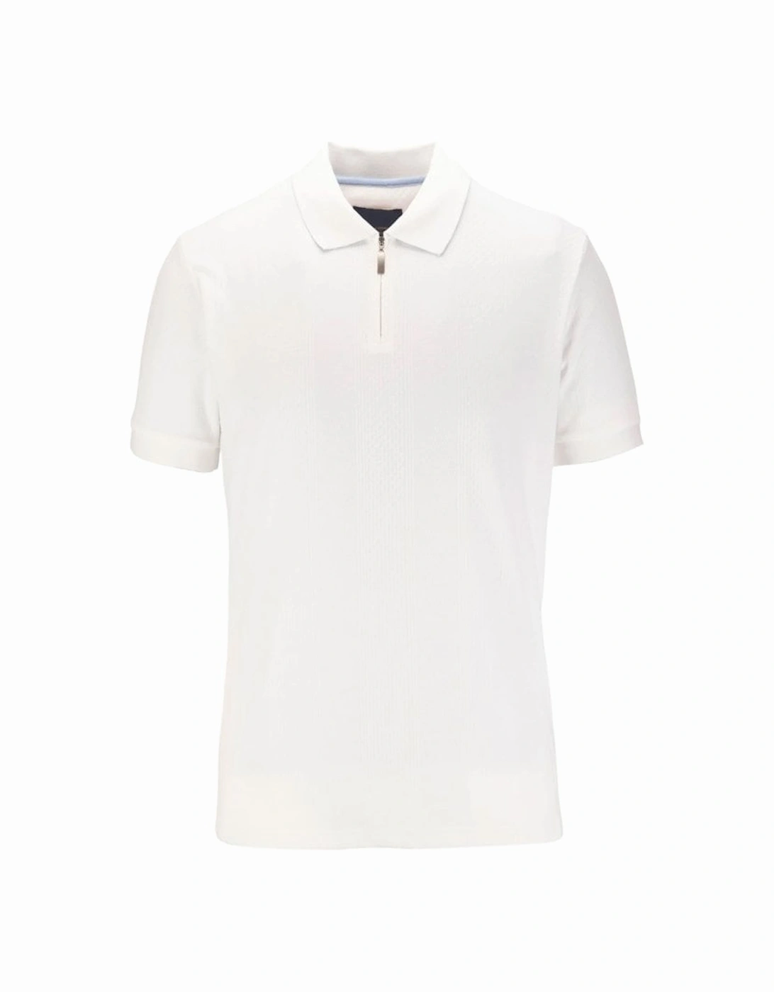 Premium Short Sleeve Rib Zip Polo Top White, 3 of 2