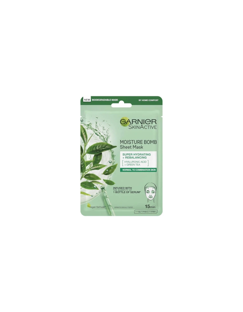 Moisture Bomb Green Tea Hydrating Face Sheet Mask for Combination Skin 32g - Garnier
