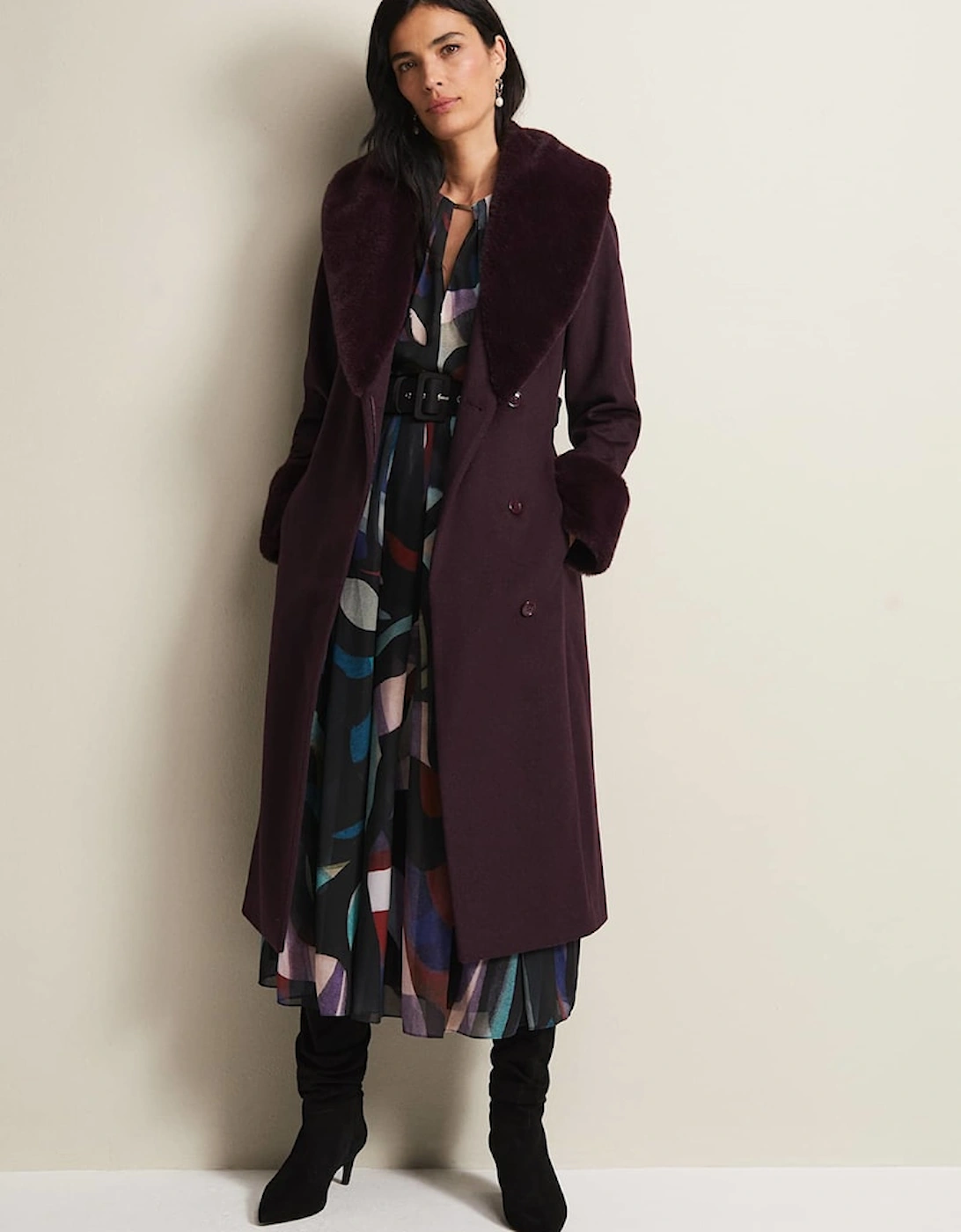 Zylah Faux Fur Collar Wool Smart Coat, 9 of 8