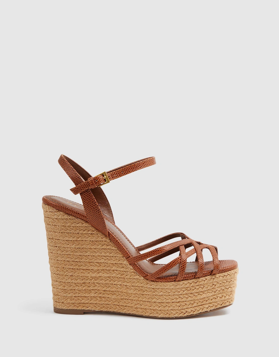 Leather Raffia Platform Wedge Heels, 2 of 1