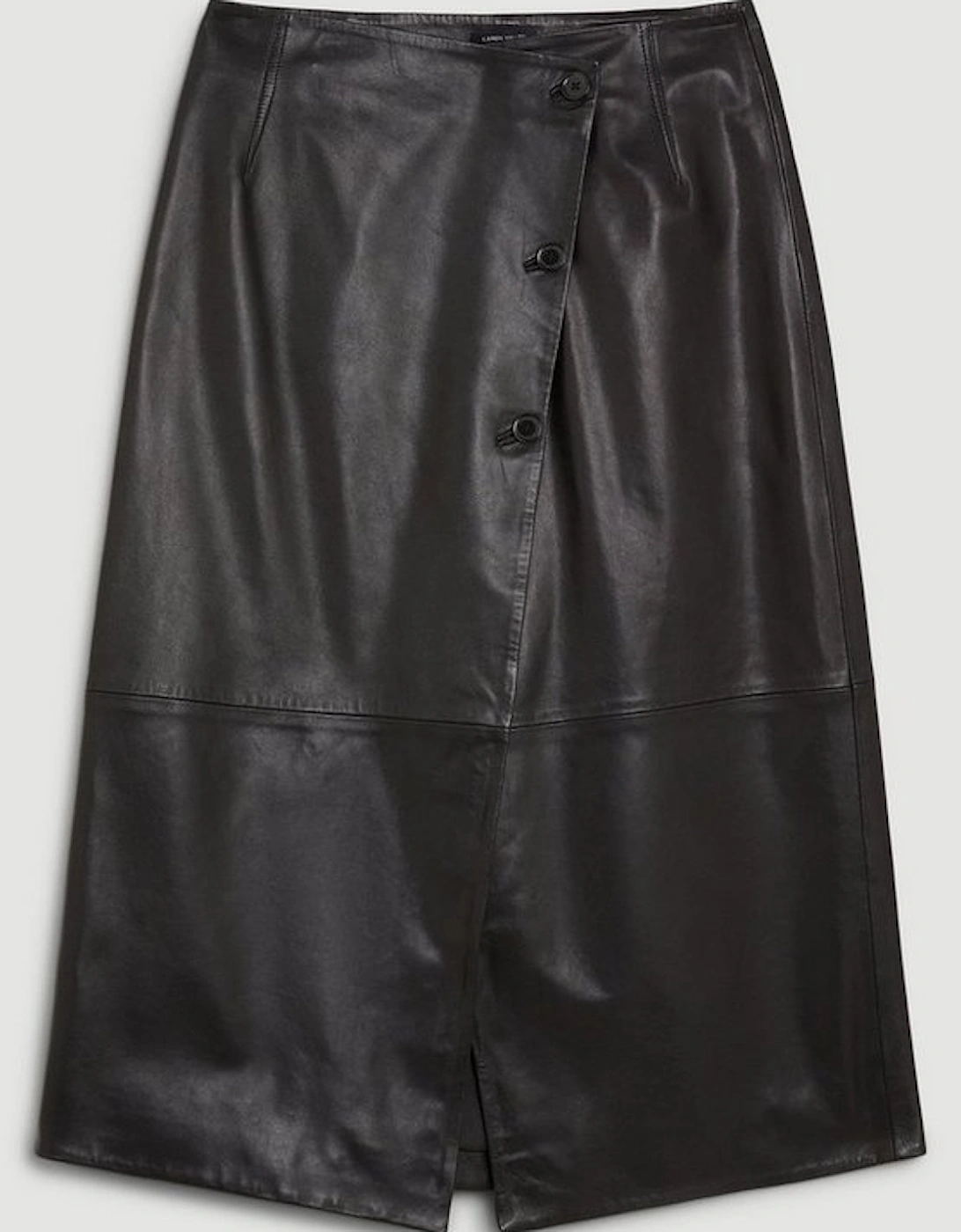 Leather Button Wrap Midaxi Skirt