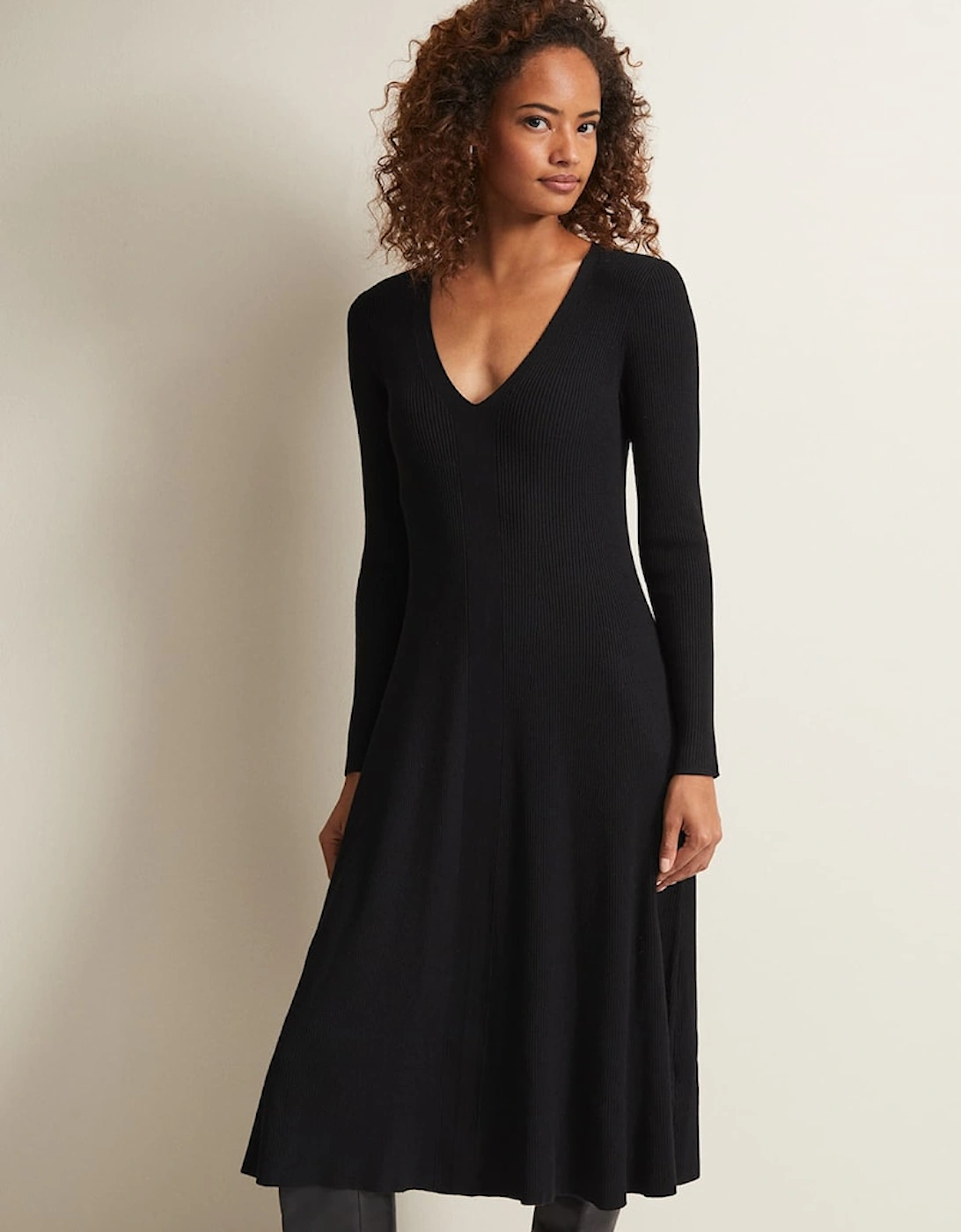 Amberlyn Black Fit And Flare Midi Dress, 7 of 6