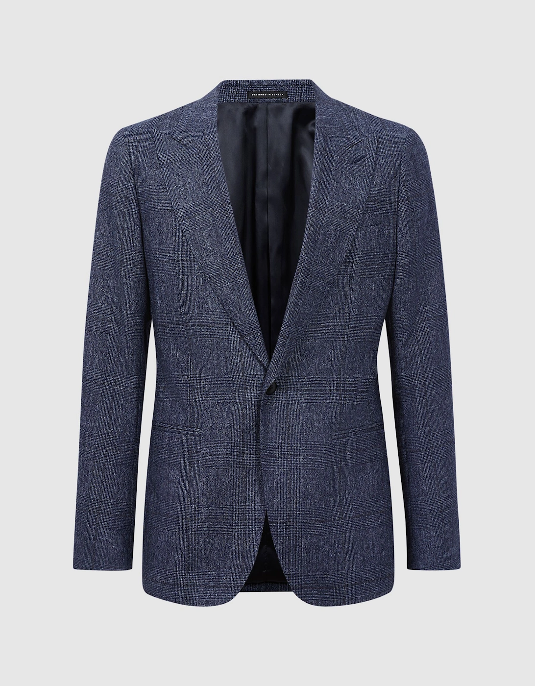 Slim Fit Single Breasted Wool-Linen Check Blazer, 2 of 1