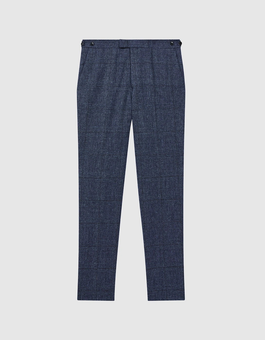 Slim Fit Wool-Linen Check Trousers, 2 of 1