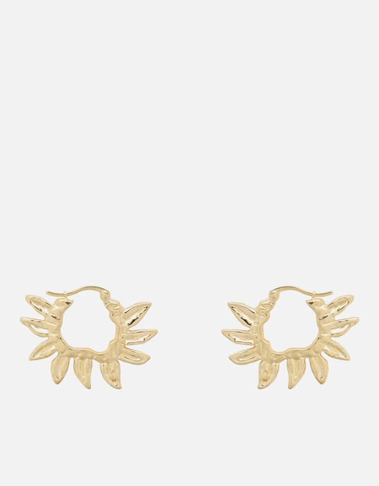 Sunflower Petals Gold-Plated Sterling Silver Hoop Earrings