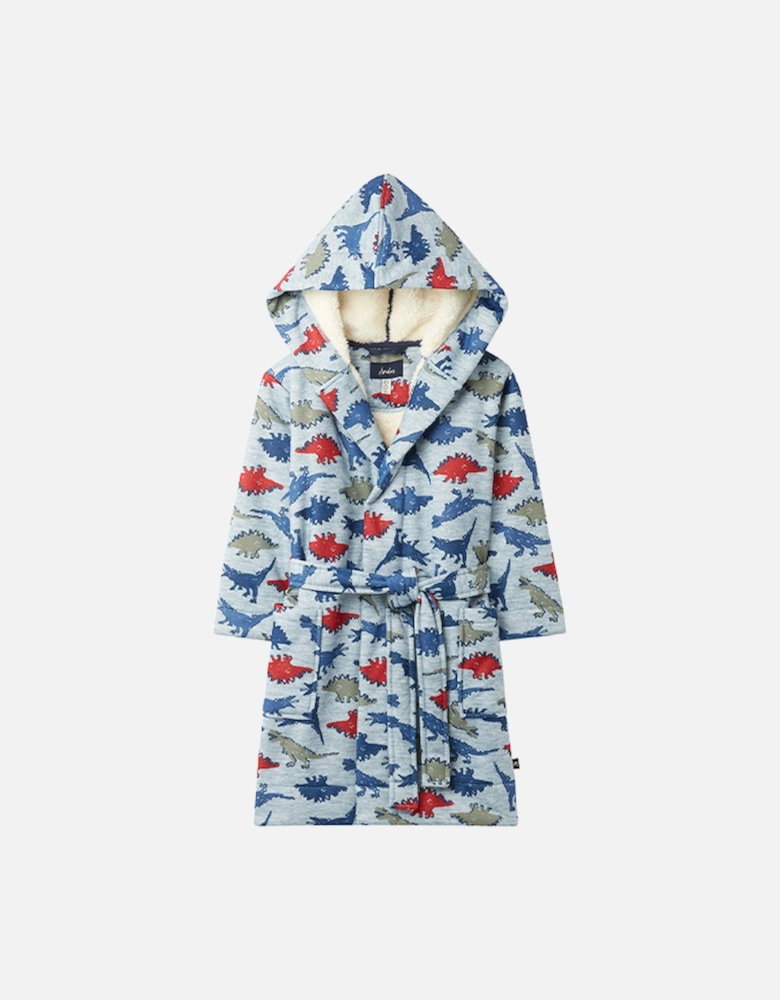 Rocket Fleece Lined Dressing Gown Grey Dino