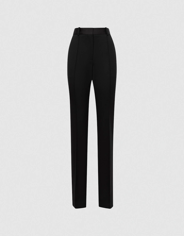 Flared Satin Waistband Suit Trousers