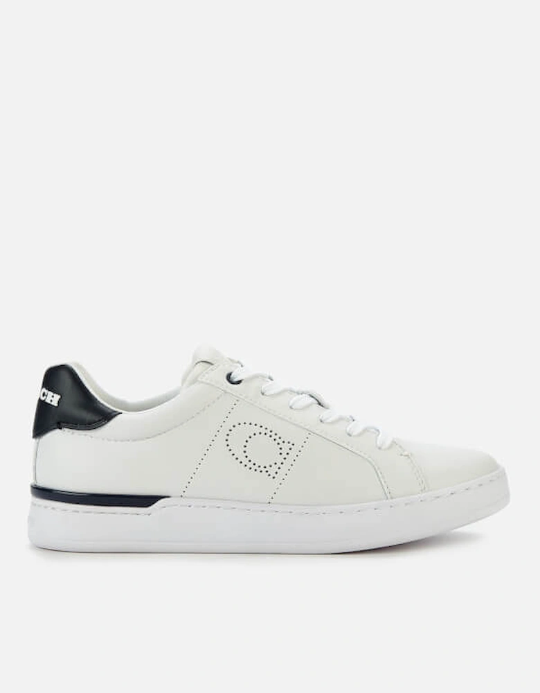 Women's Lowline Leather Cupsole Trainers - Optic White/Midnight Navy