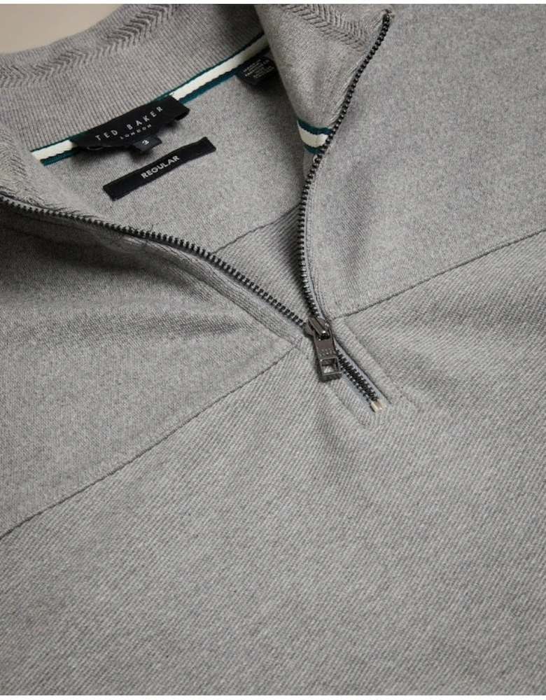 LS Textured Panel Half Zip Grey Grey