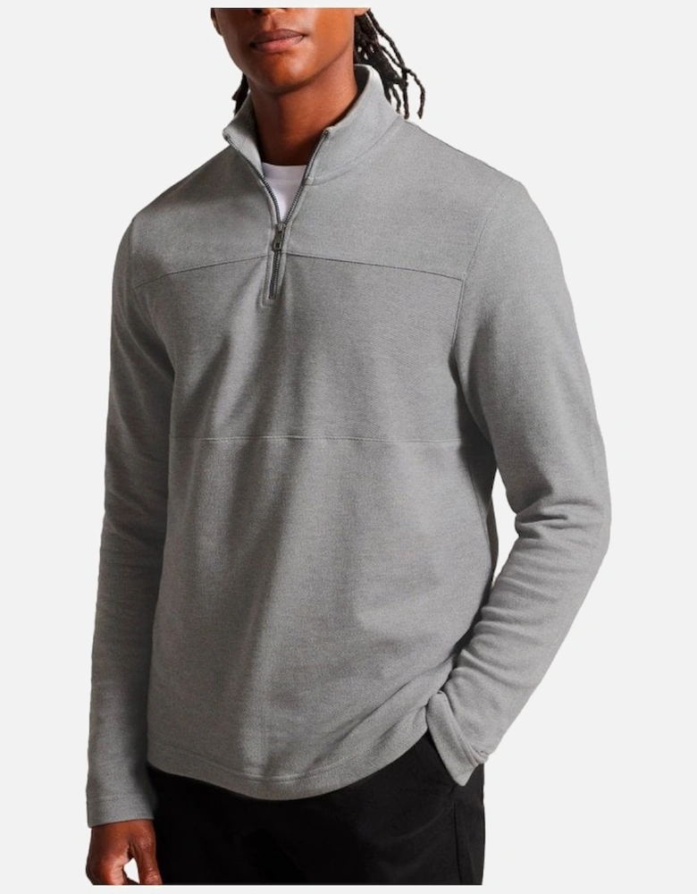 LS Textured Panel Half Zip Grey Grey