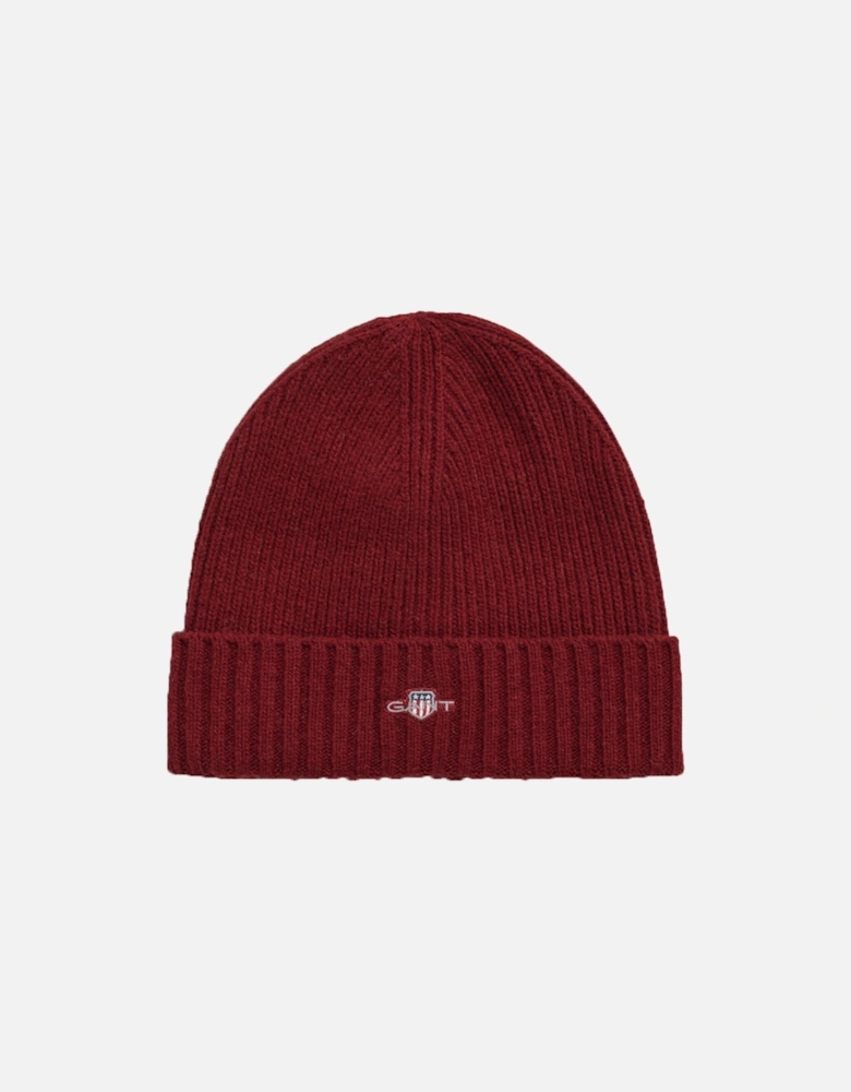 Unisex Shield Wool Beanie Plumped Red