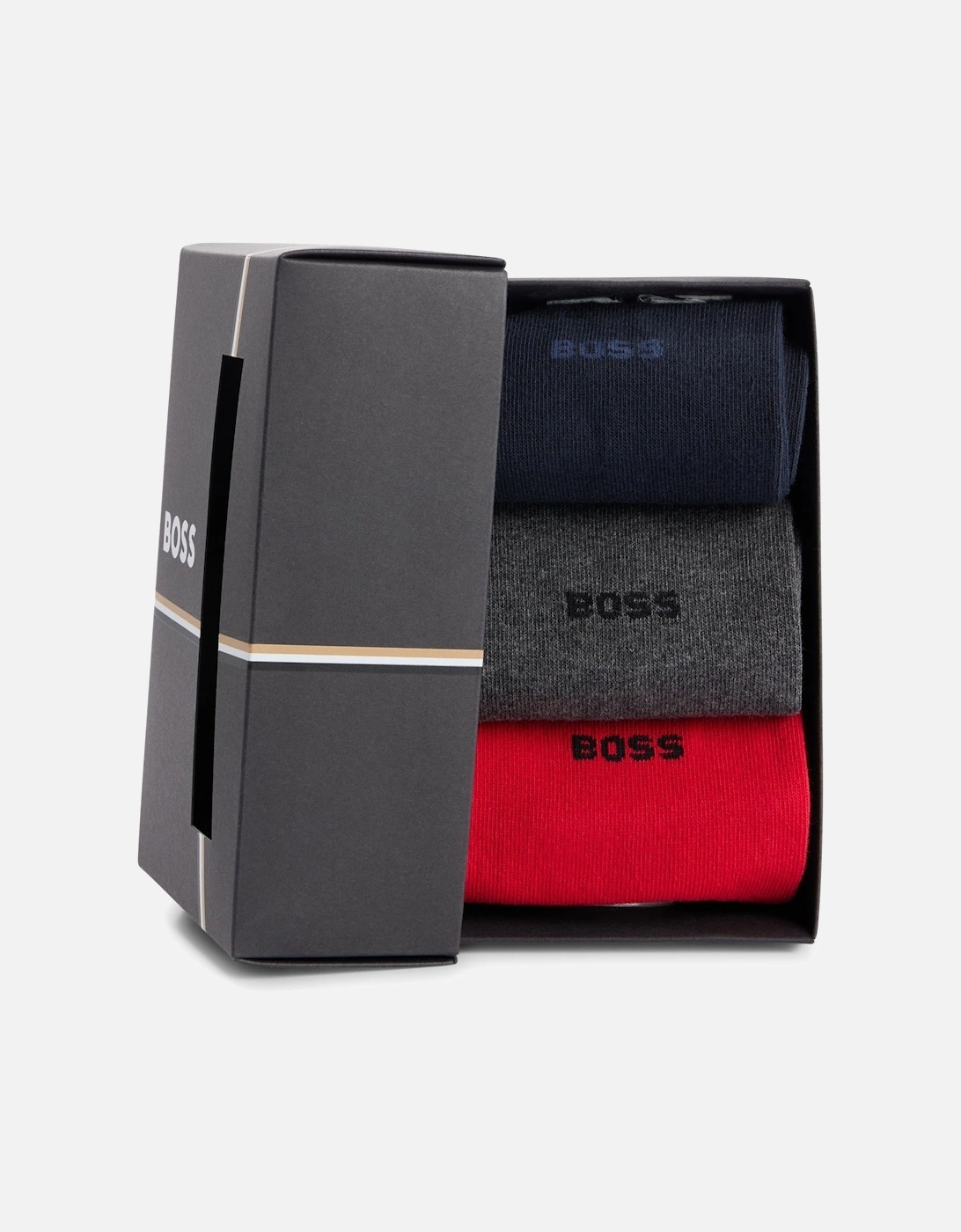 Boss 3 Pack Gift Set Socks Open Red