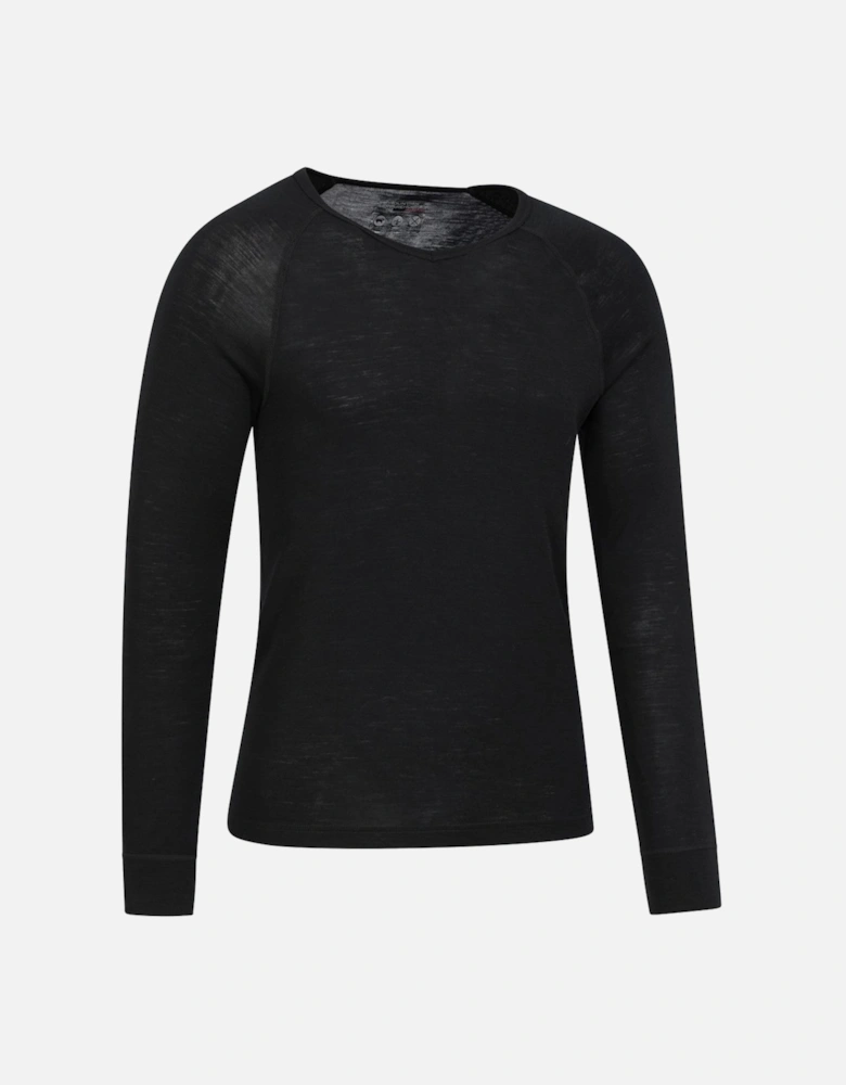 Mens Merino Wool V Neck Base Layer Top