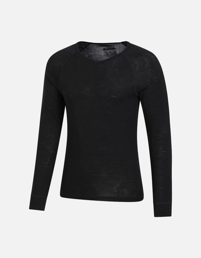 Mens Merino Wool V Neck Base Layer Top