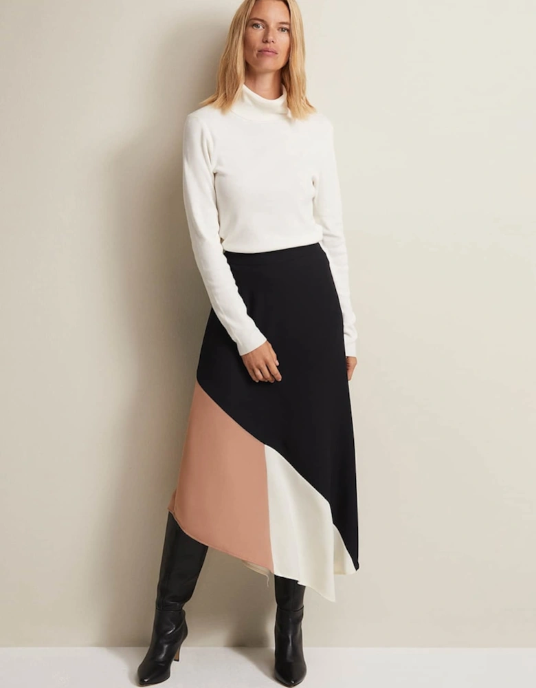 Zelaina Asymmetric Midi Skirt