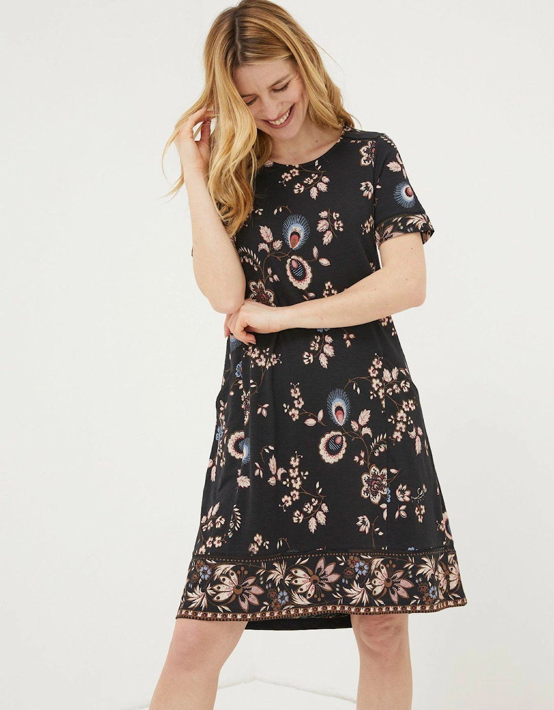 Simone Fall Floral Jersey Dress - Black, 3 of 2