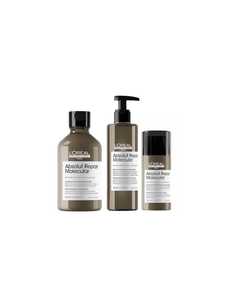Professionnel Serie Expert Absolut Repair Molecular Shampoo, Rinse-off Serum and Mask Routine for Damaged Hair