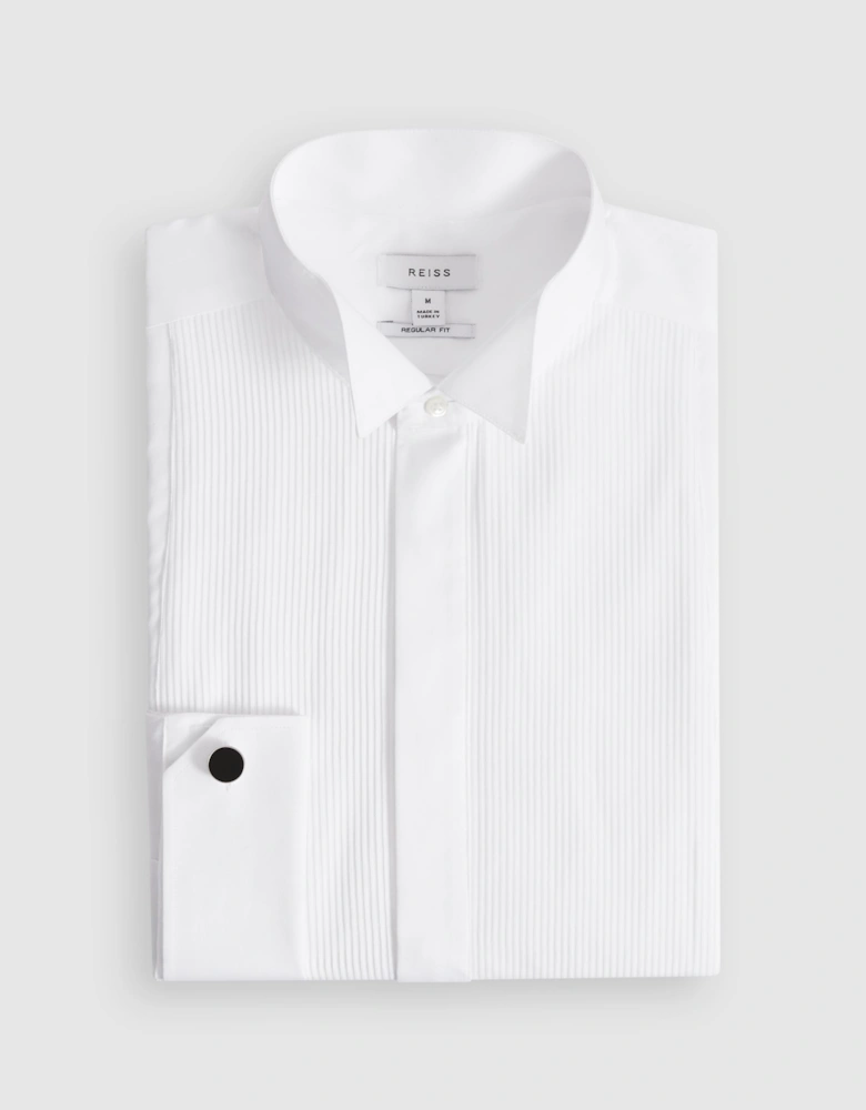 Pleat Front Winged Collar Shirt