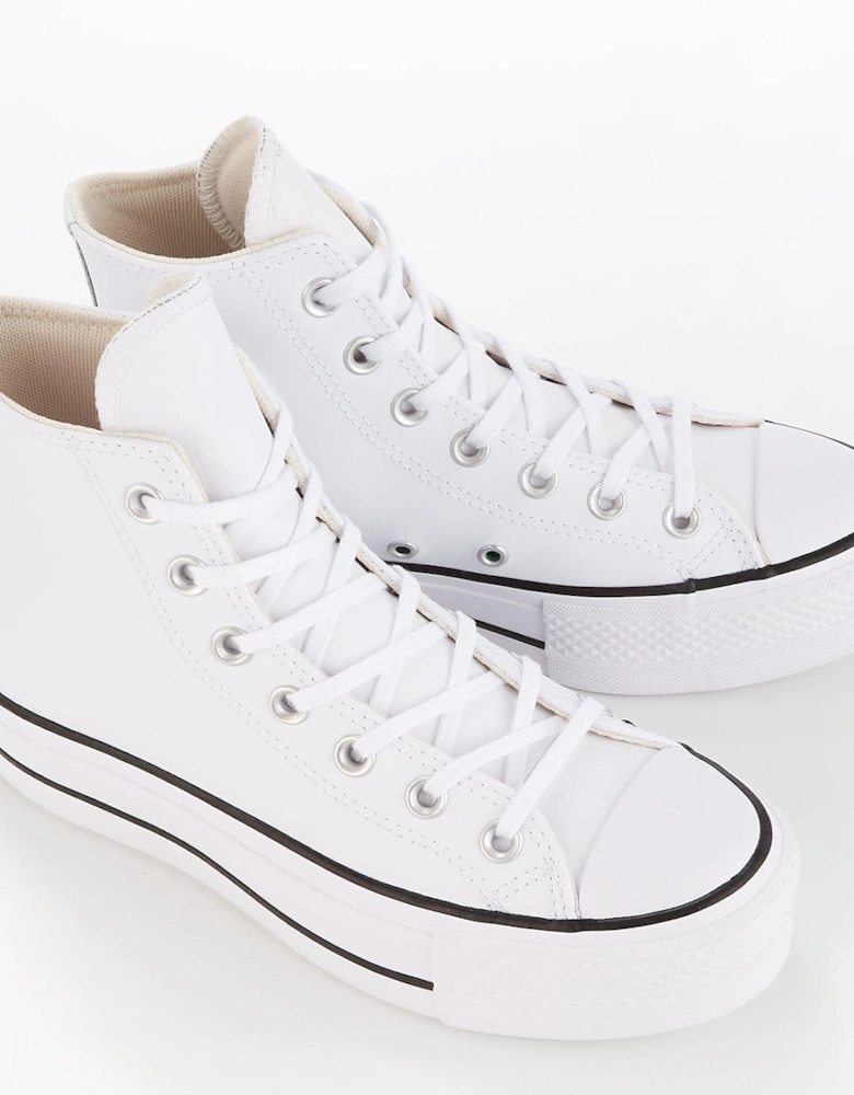 Womens Leather Lift Hi Top Trainers - White/Black