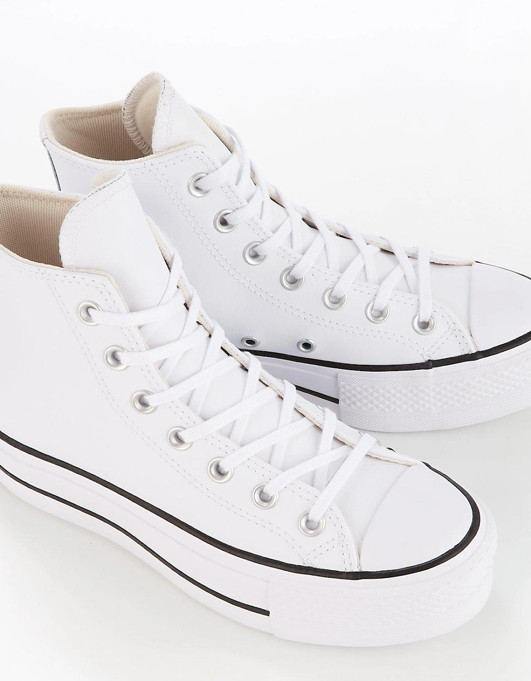 Womens Leather Lift Hi Top Trainers - White/Black