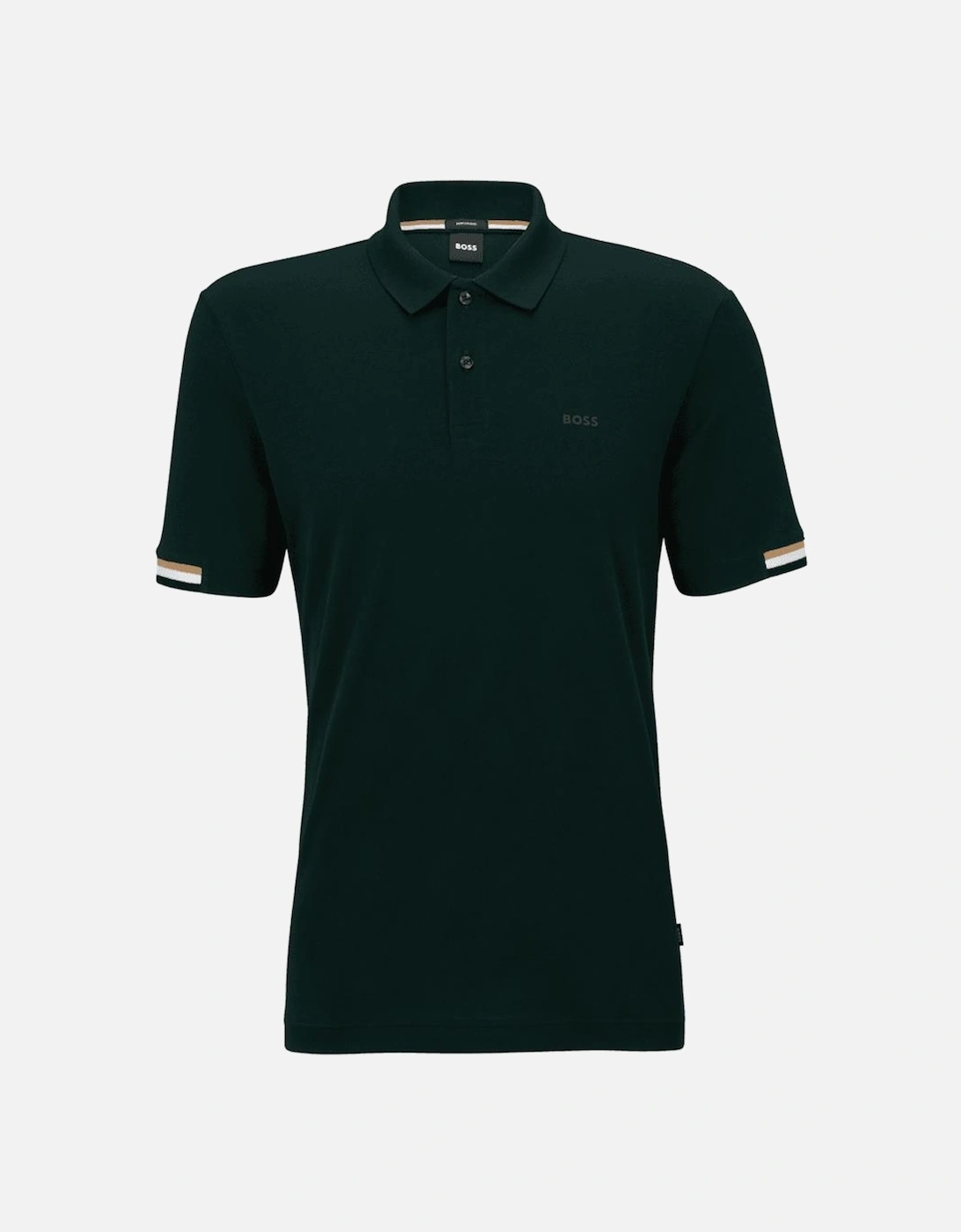 Parlay 147 Striped Sleeve Forest Green Polo Shirt, 3 of 2