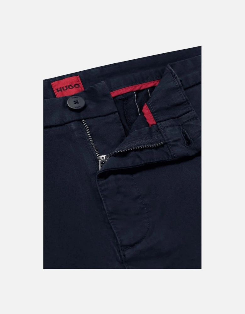 HUGO Embroidered Logo Navy Chino Pants